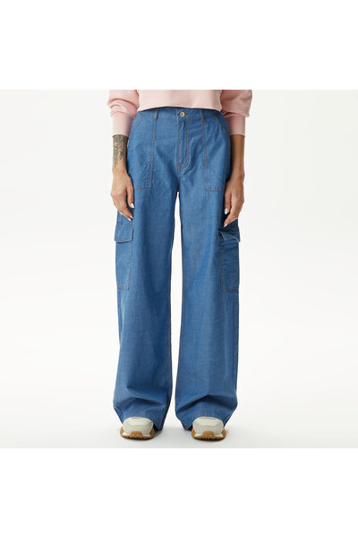 Lacoste Kadın Loose Fit Mavi Jean Pantolon
