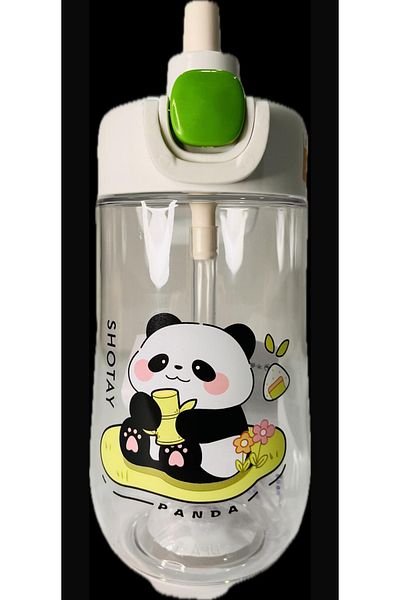 Shotay 500 ml Lockable Lid with Straw and Handle Bpa Free Animals Water Bottle Children's Flask
