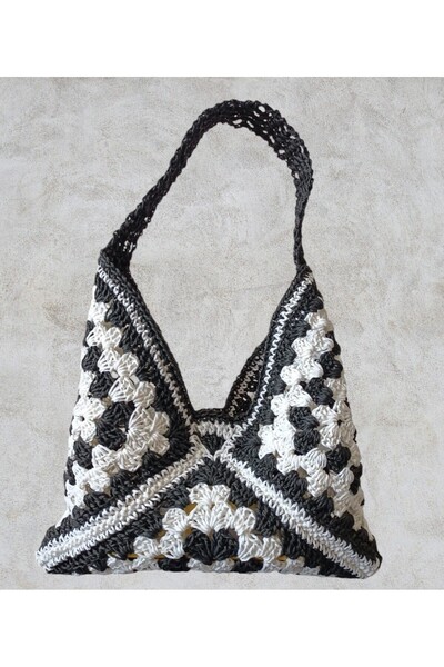 Melek Pazarı Motifli Kağıt İp Kol Çantası