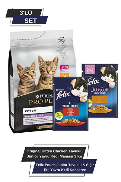 Pro Plan Original Kitten Chicken Tavuklu Junior Yavru Kedi Maması 3 Kg & Juni...