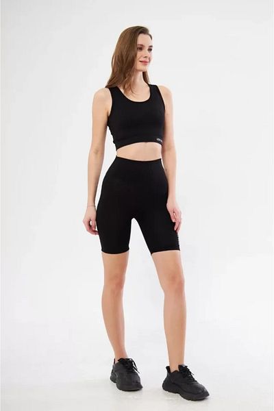 Moka Shopin Mokashopin High Waisted Diving Crops Biker Shorts Suit - Black