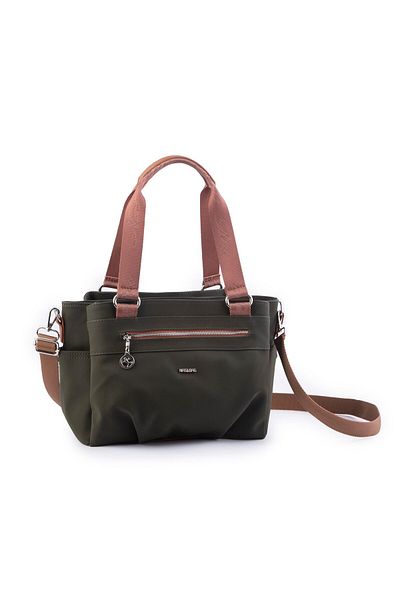Nas Bag Geantă de damă, de umăr, de mână și de cruce, cu mai multe compartimente, verde, maro Buzzy (lățime: 37 cm; Lungime: 24 cm)
