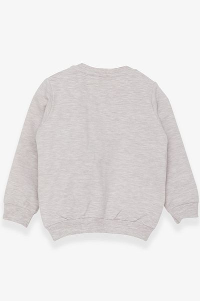 Breeze Beige Melange Girl's Sweatshirt - With Teddy Bear Accessory, 1.5-5 Years