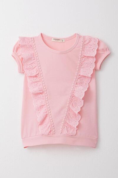 Breeze Розова дантелена тениска за момиче за 1,5-5 години