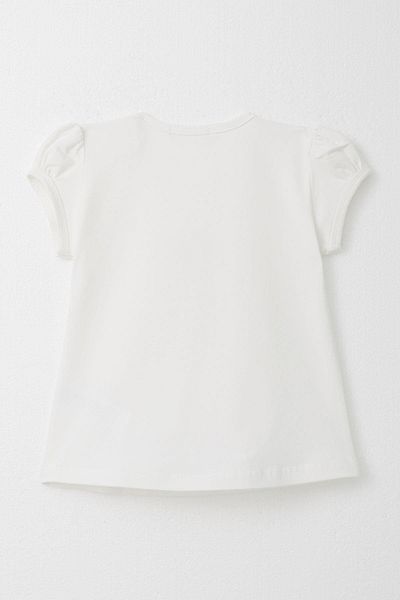 Breeze 1-4 Years Girl's T-Shirt - Decorated, Bow and Duck Print, Ecru