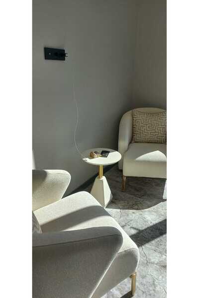 Gold Design ZİRVE model krem gold kombin 55 cm yan sehpa zigon