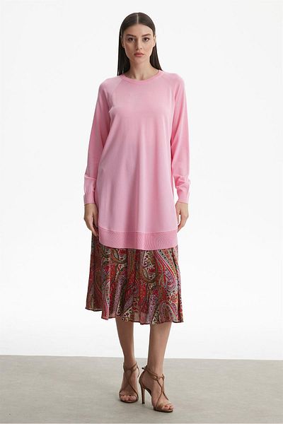 Tığ Triko Ovel Sides Rayon Tunic Pink