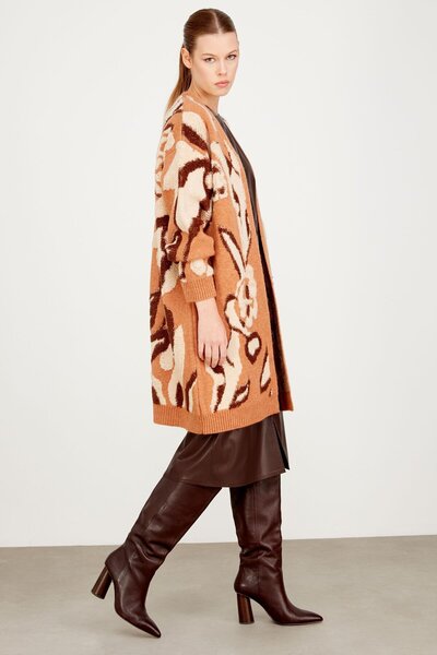 Tığ Triko KABARTMA ÖRGÜ DESENLİ TRİKO HIRKA SOMON