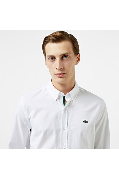 Lacoste Erkek Slim Fit Düğmeli Yaka Beyaz Gömlek