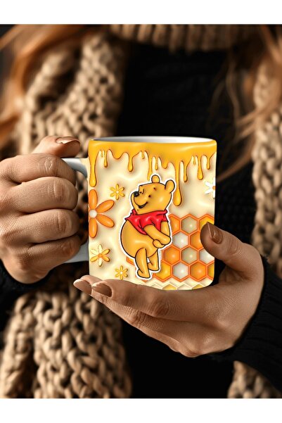 Evion Winnie the Pooh - Kaplan Tigger - İyor - Piglet Baskılı 3D Tasarım Seramik Kupa Mug