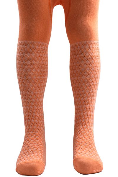 KARDEŞLER ÇORAP Orange Cotton Girls' Diamond Patterned Pantyhose