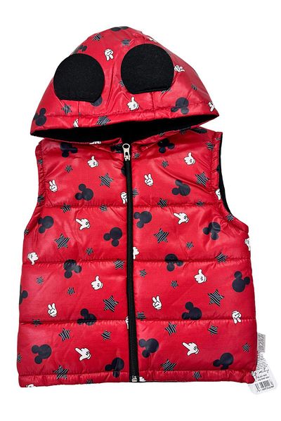 Esterella Mickey Mouse Hooded Children's Puffer Vest - Zippered