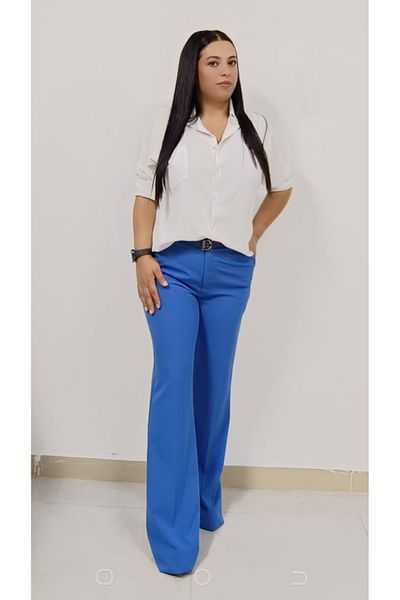 AKŞEN GİYİM LARGE SIZE FLEXIBLE SEASONAL FABRIC BELT SPANISH TROUSERS WITH GIFT