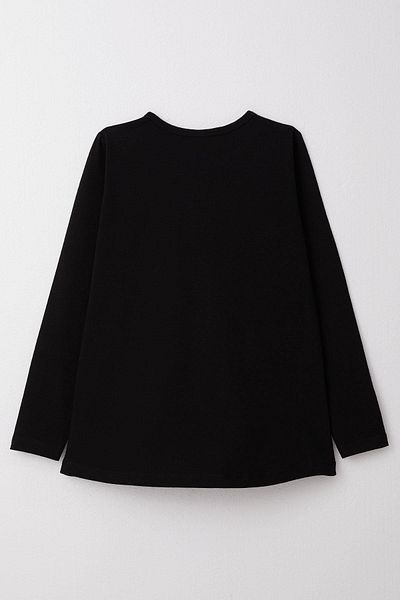 Breeze Tricou negru cu mânecă lungă cu imprimeu Daisy pentru fetiță de 10-16 ani