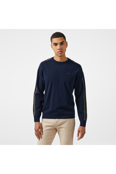 Lacoste Erkek Relaxed Fit Bisiklet Yaka Lacivert Kazak