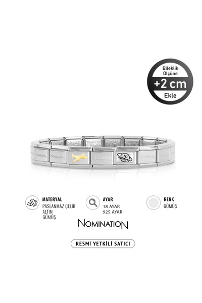NOMİNATİON Italy Composable 18k Altın Uçak & 925k Gümüş Gezegen Paslanmaz Çel...