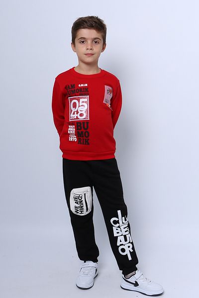 HÇM Boy's Tracksuit Set - 3 Thread, Printed Pocket Detail, D33