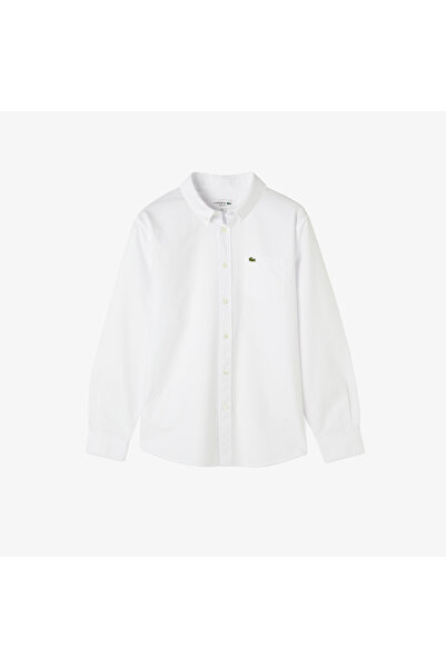 Lacoste Erkek Regular Fit Düğmeli Yaka Organik Pamuk Beyaz Gömlek