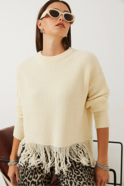 Bianco Lucci Pulover de damă cu tiv cu ciucuri 85001019