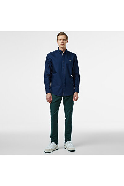Lacoste Erkek Slim Fit Düğmeli Yaka Lacivert Gömlek