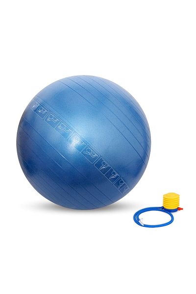 Nivia Anti Burst Fitness Gym Ball With Footpump ( Blue, Size - 65cm ) | Material - Polyvinyl