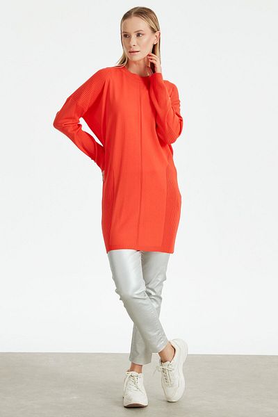 Tığ Triko Buttoned Sleeves Knit Detailed Rayon Tunic MERCAN