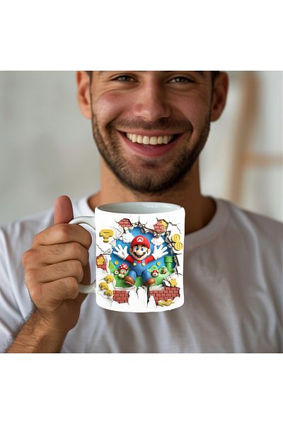 Evion Super Mario Printed 3D Design Ceramic Mug - Gift Mug