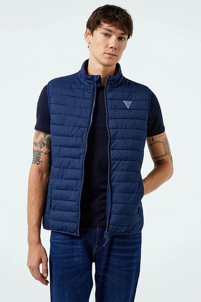 Guess Lauper Padded Vest Men's Navy Blue Vest Z4Yl01Wgaa0-G7R1