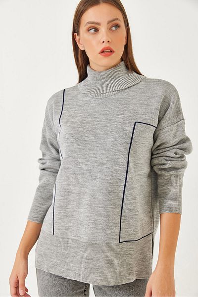 Bianco Lucci Geometrisch gemusterter Rollkragenpullover für Damen 85001021