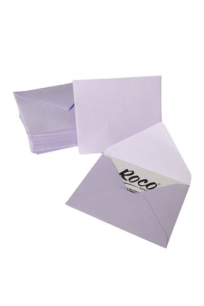 roco paper Lilac Gift Card Envelope - Mini Invitation, Wedding, Photo, Note Paper - 7X9 Cm, 50 Pieces