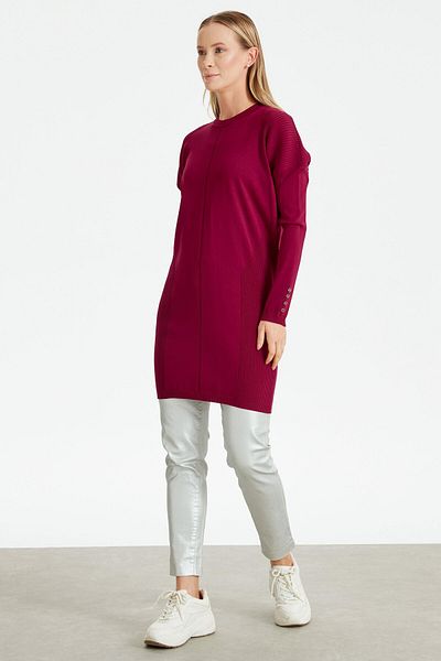 Tığ Triko Buttoned Sleeves Knitted Detailed Rayon Tunic DAMSON