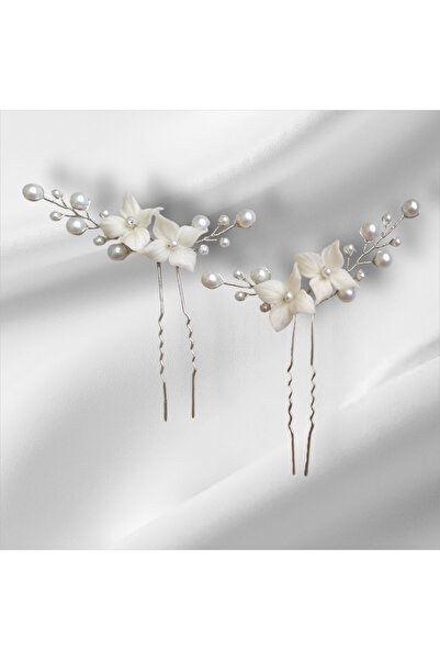 Handmade Agrafă cu perle - agrafă de păr - agrafă de mireasă minimă - agrafă de mireasă din 2 piese - agrafă de mireasă cu flori