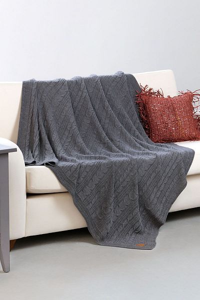 DALİSA Anthracite Cuo Knitted Knitwear Bedspread - Sofa 130x170 Cm