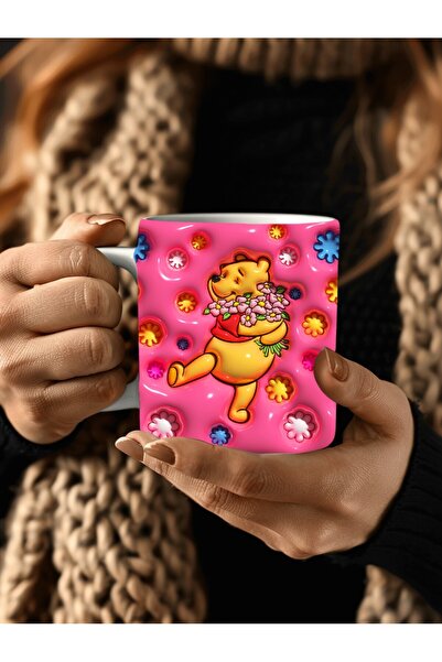 Evion Winnie the Pooh - Kaplan Tigger - İyor - Piglet Baskılı 3D Tasarım Seramik Kupa Mug