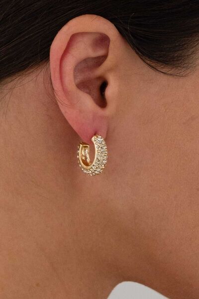 MRK Mini Zirkon Taşlı Oval Halka Küpe