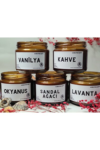 Ahşap Fitilli Aromaterapi Doğal Soya Mum 300gr (OKYANUS)