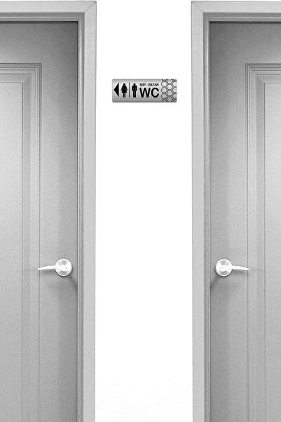 Gri Grafik Design Workshop Aluminum Bay - Left Direction Wc Toilet Direction Sign 30cm X 10cm