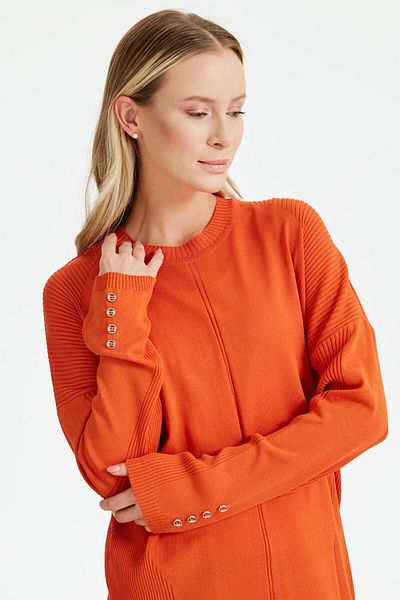 Tığ Triko Buttoned Sleeves Knitted Detailed Rayon Tunic TILE