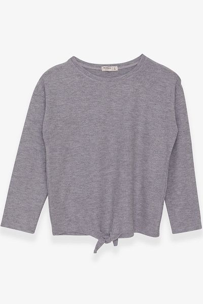 Breeze Girl's Knitwear with Lace Front, 9-14 Years, Gray