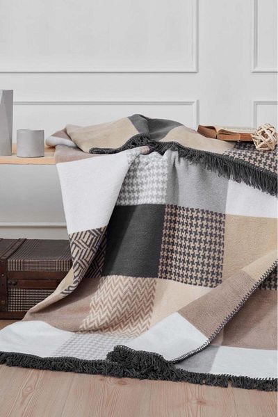 Çeyiz Diyarı Titan Gray Cotton Double Blanket