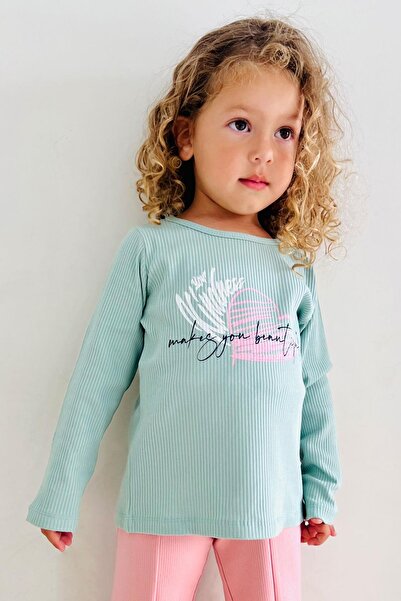 Breeze Tricou cu mânecă lungă pentru fetiță cu text inimă imprimat 4-8 ani, v...