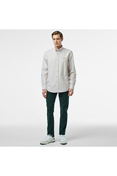 Lacoste Slim Fit Düğmeli Yaka Erkek Gri Gömlek