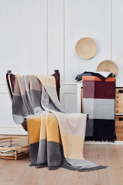 Çeyiz Diyarı Pătură albastră Layka - Design dublu din bumbac