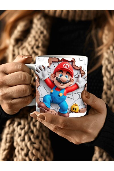 Evion Süper Mario Baskılı 3D Tasarım Seramik Kupa Mug - Hediyelik Kupa Bardak