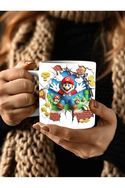 Evion Super Mario Printed 3D Design Ceramic Mug - Gift Mug