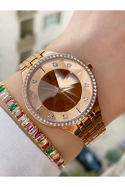 DAVID GUNER Cut Glass Women's Wristwatch and Bracelet