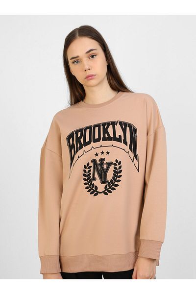 Benin Beige Sweatshirt - Print Detailed