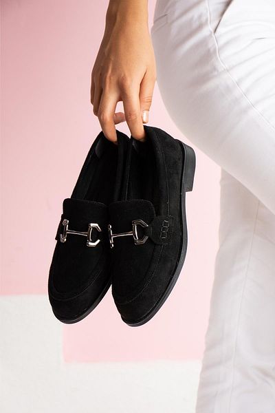ShoeTek Дамски мокасини с катарама Lydia, черни, велурени