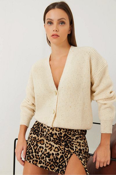 Bianco Lucci Damen-Cardigan mit Knopfdetail und Pailletten 85001031