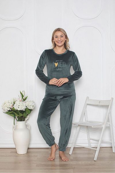 Asel Velvet Pocket Pajama Set